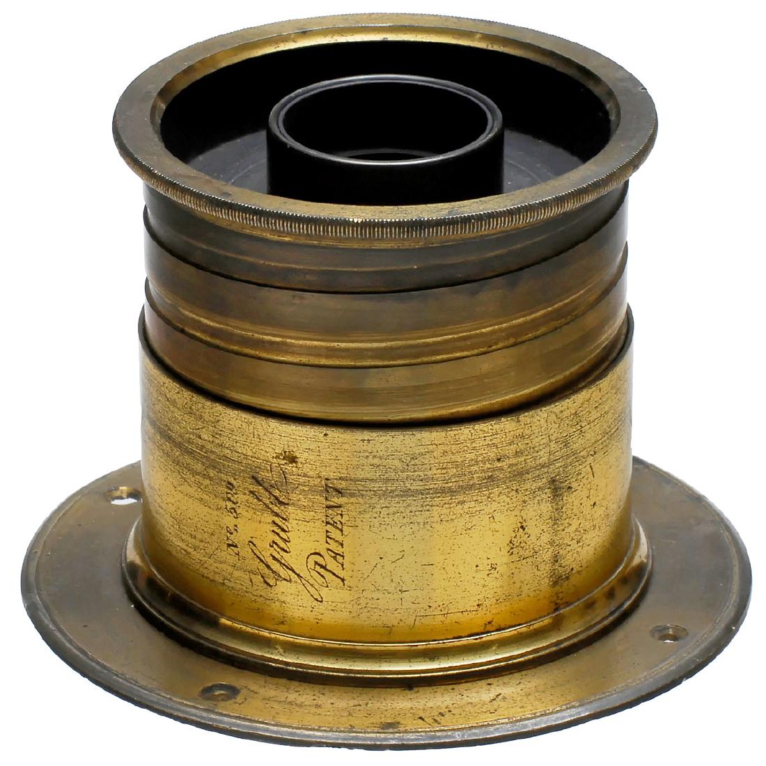 Patent Aplanatic Landscape Lens by A. Grubb, c. 1855: Patent Aplanatic Landscape Lens by A. Grubb, c. 1855 No. 509, different from the later version, where the inner tube could be pulled out ready for use. Attachment for washer stops, approx. 30 cm focal