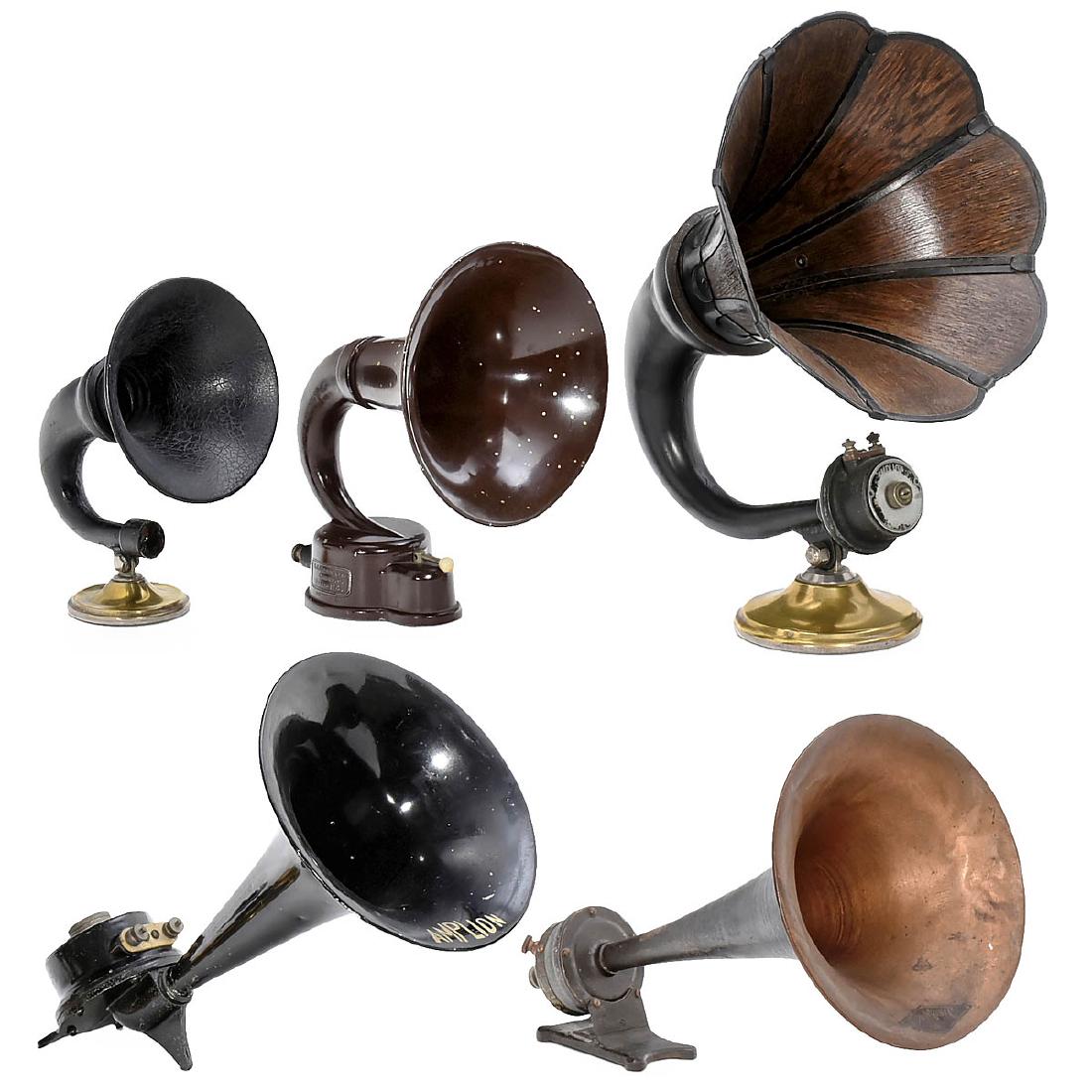 5 Small Radio Horn Speakers, c. 1925 (1 of 1)