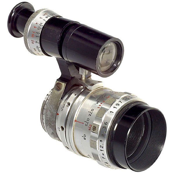 Zoom Lens by Berthiot, Paris, c. 1965: Zoom Lens by Berthiot, Paris, c. 1965 Pan-Cinor zoom lens 2,8/12,5-36 for 8-mm movie cameras. D mount, coupled with viewfinder. One of the earliest zoom lenses to modernize older 8-mm movie cameras. Z