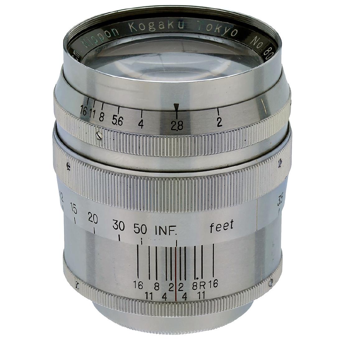 Nikkor-P.C 2/8,5 cm (Leica Screw-Mount): Nikkor-P.C 2/8,5 cm (Leica Screw-Mount) Nippon Kogaku Tokyo. No. 801183, chrome, M39 screw-mount with rangefinder coupling. Optics stained. Nikkor-P.C 2/8,5 cm (M39-Gewinde) Nippon Kogaku Tokyo. Nr. 8