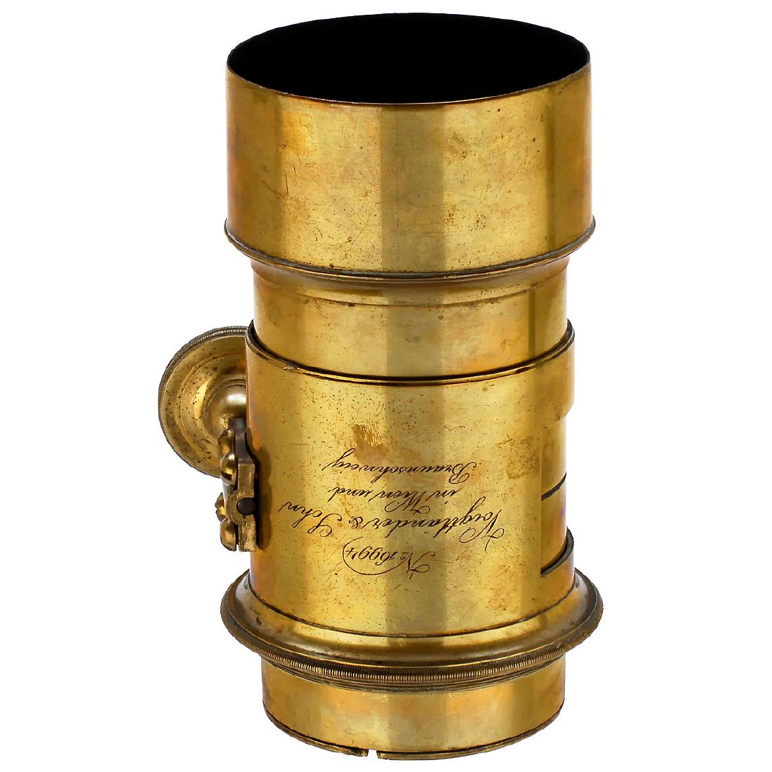 Petzval Portrait Lens by Voigtländer (approx. 6 ¾: Petzval Portrait Lens by Voigtländer (approx. 6 ¾ Zoll), c. 1870 Voigtländer & Sohn, Wien, Braunschweig. No. 16994, focal length approx. 17 cm, front element Ø 5 cm (2 Zoll), for waterhouse stop,
