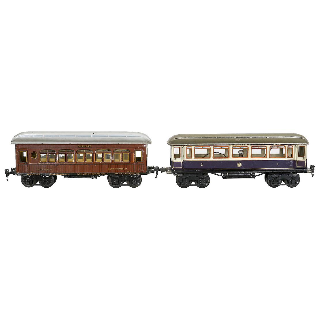 2 Märklin Mitropa Passenger Cars Gauge I, c. 1910 (1 of 1)