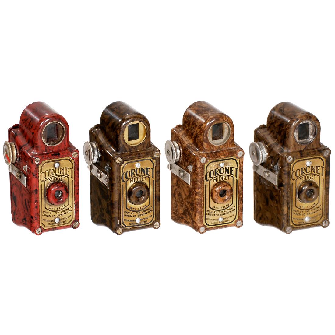 4 Colored Coronet Midget Cameras, c. 1935 (1 of 1)
