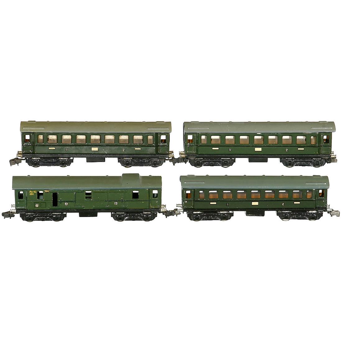 4 Märklin Fast Train Cars, c. 1939 (1 of 1)
