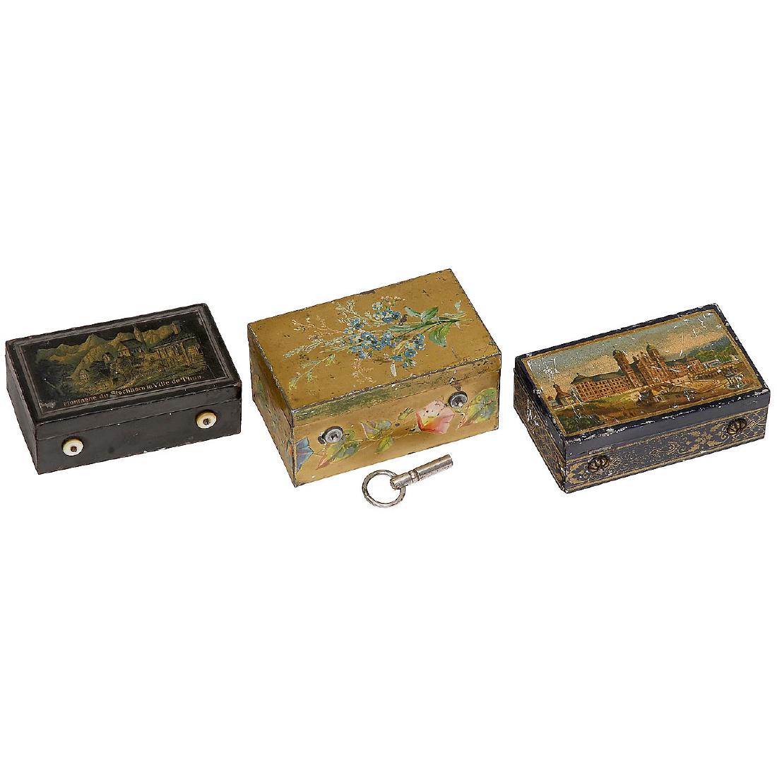3 Musical Boxes in Decorated Tin Cases, c. 1890 (1 of 1)