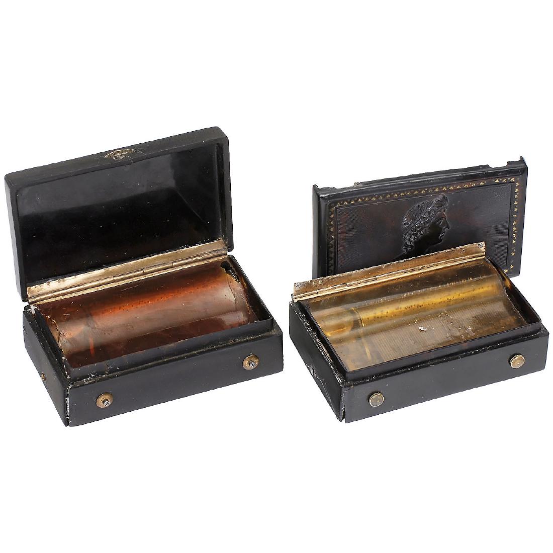 2 Musical Snuff Boxes in Composition Cases, c. 1860 (1 of 1)