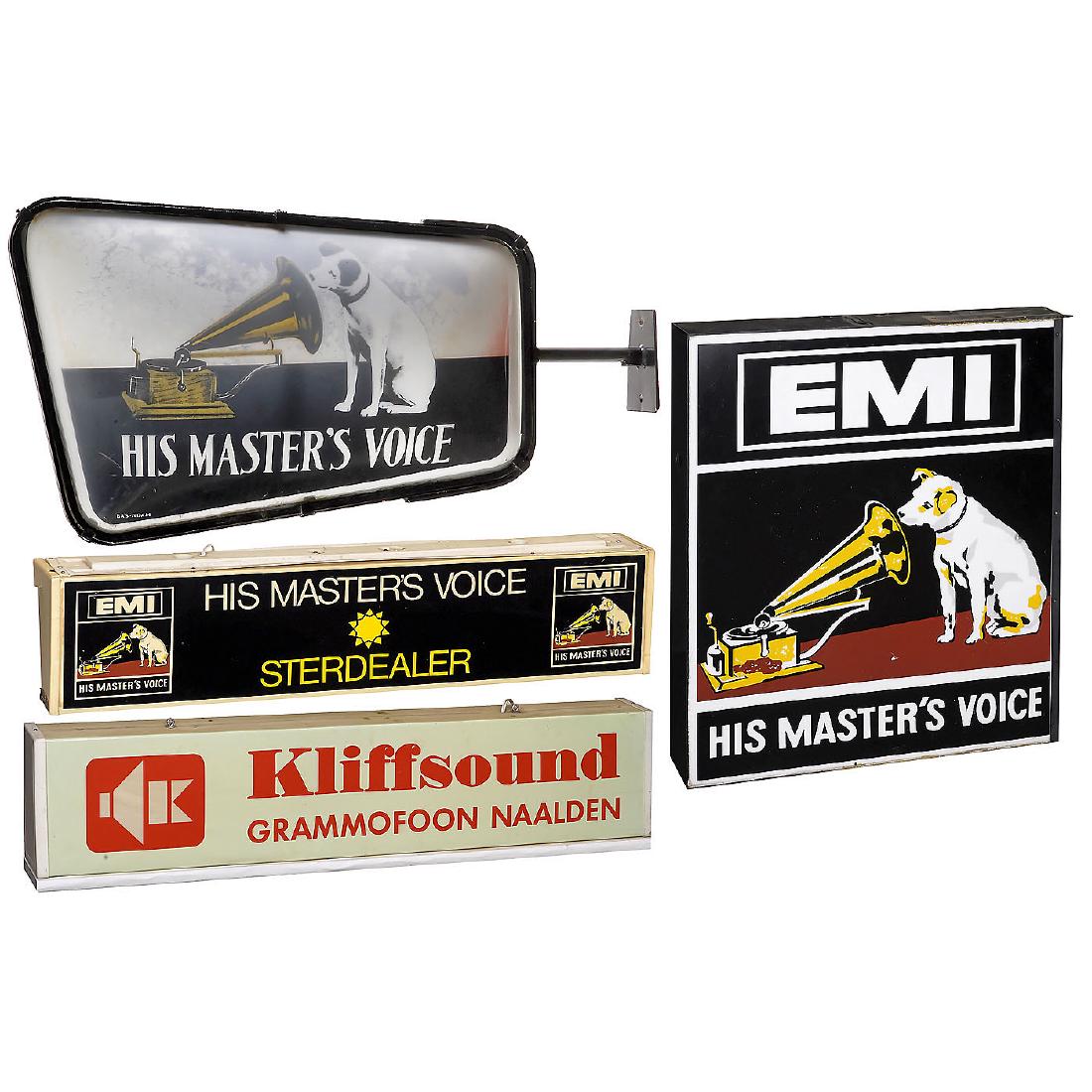 3 His Master's Voice Illuminated Advertising Signs (1 of 5)