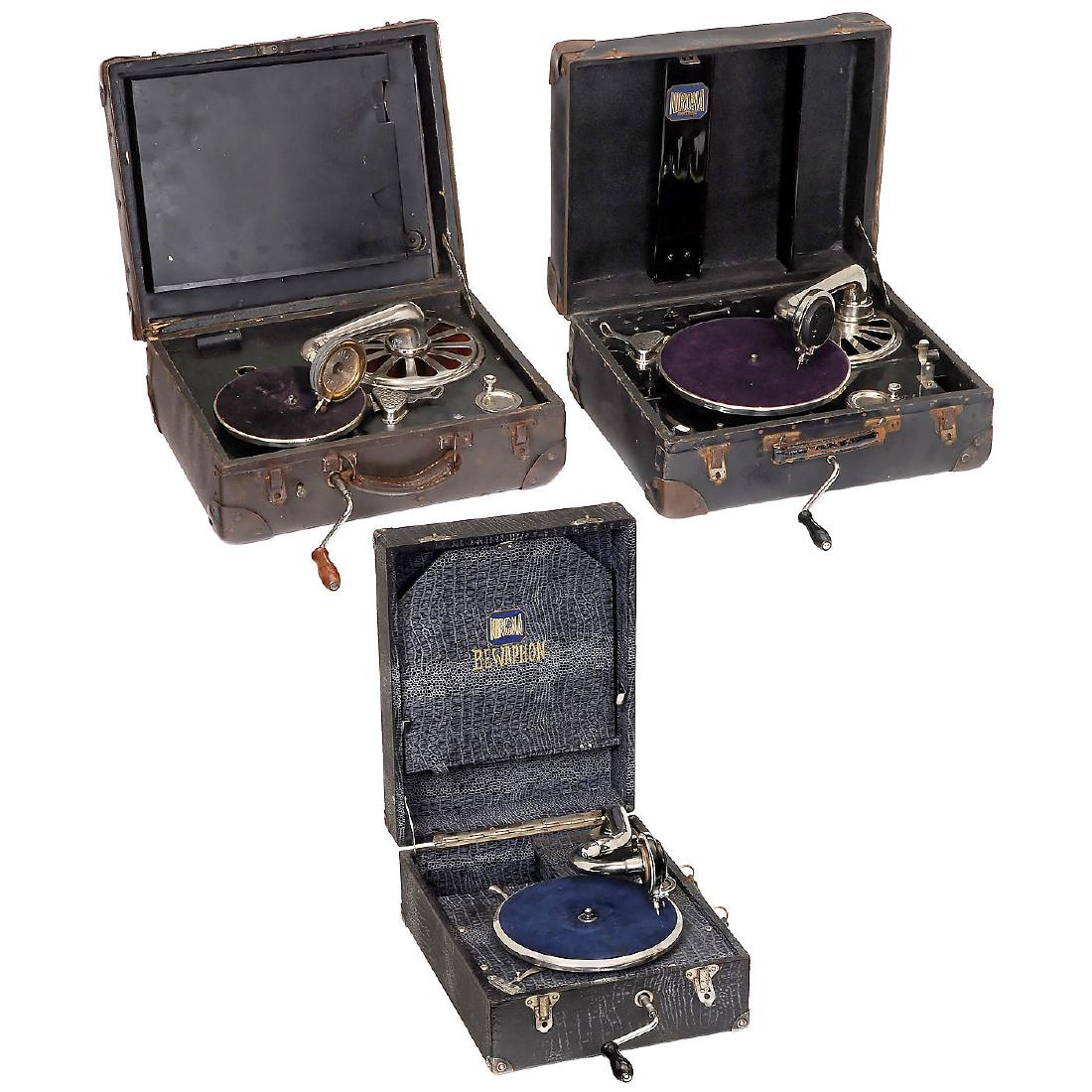 3 Nirona Portable Gramophones, c. 1930 (1 of 1)