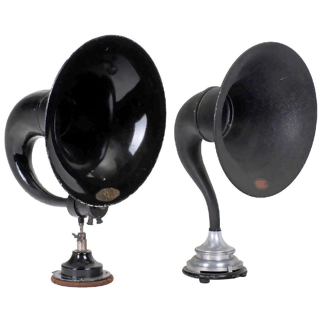 2 French Radios Horn Loudspeakers, C. 1925