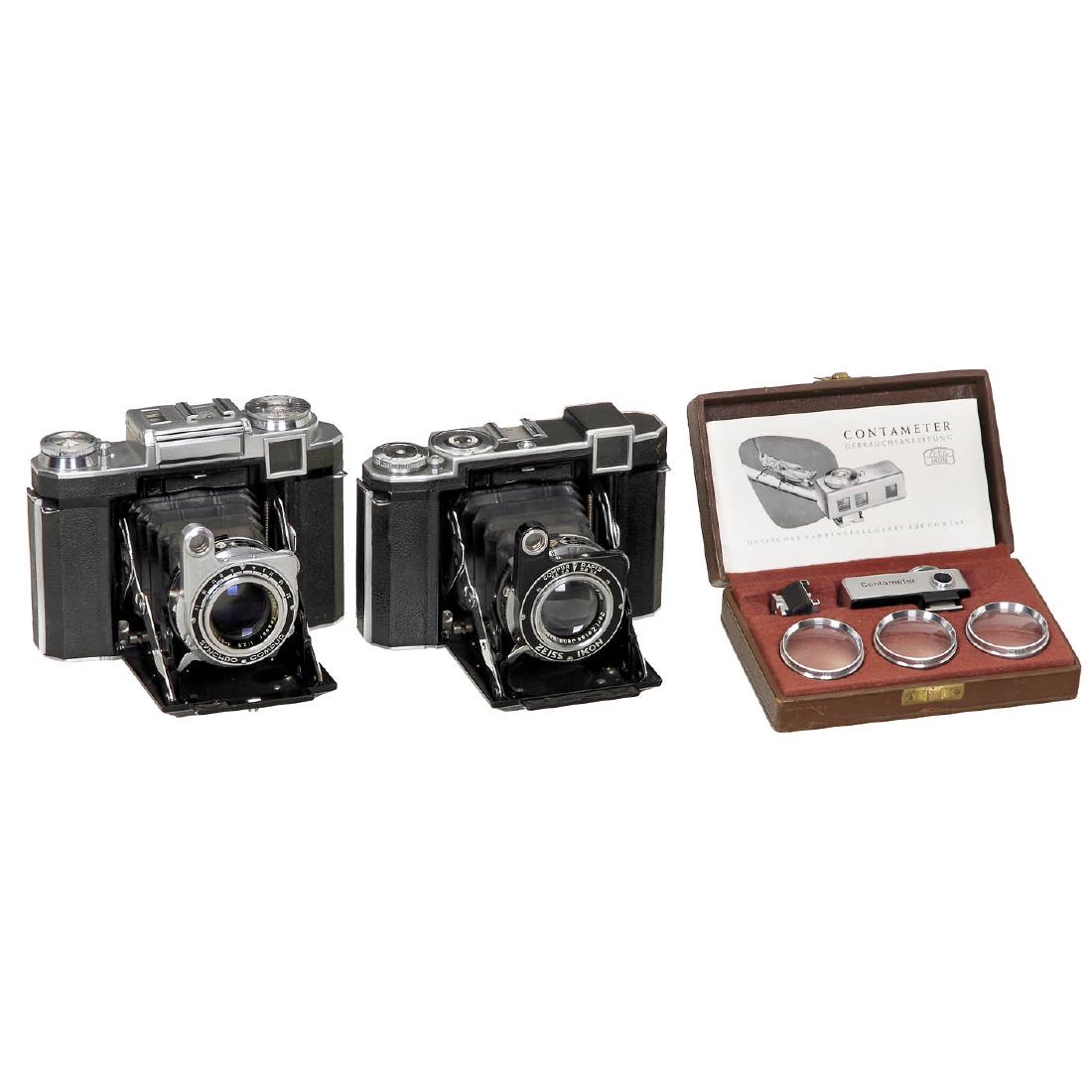 Super Ikonta 533/16 and 532/16: Super Ikonta 533/16 and 532/16 Zeiss Ikon. 1) Super Ikonta 533/16, 1952, no. A 38400, Zeiss-Opton Tessar 2,8/80 mm T, no. 1119982, size 6 x 6 cm, coupled rangefinder, built-in light meter (working). -