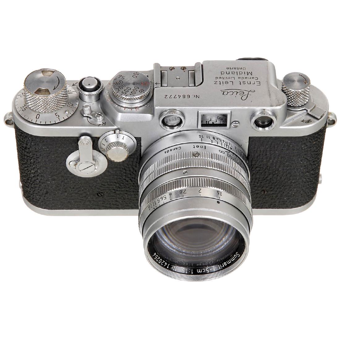 Leica IIIf "Midland", 1953: Leica IIIf "Midland", 1953 Leitz, Canada. No. 684772, red-dial synchronization, with self-timer, ASA-Weston film rewinder, rare Leica IIIf variant, only few batches were prepared by Leitz Canada. With