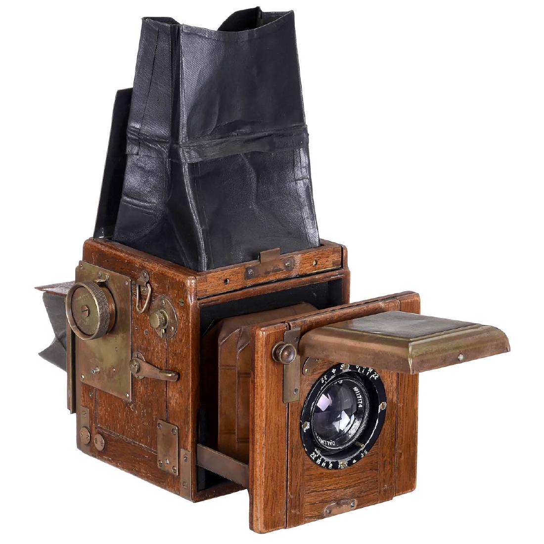 Ensign Popular-Reflex-Tropical Model, c. 1910: Ensign Popular-Reflex-Tropical Model, c. 1910 Houghtons Ltd., London. Size 3 1/6 x 2 1/3 in. on plates, Dallmeyer Press 3,5/5 in., tropical body, focal plane shutter working, but hesitant, focusing sc