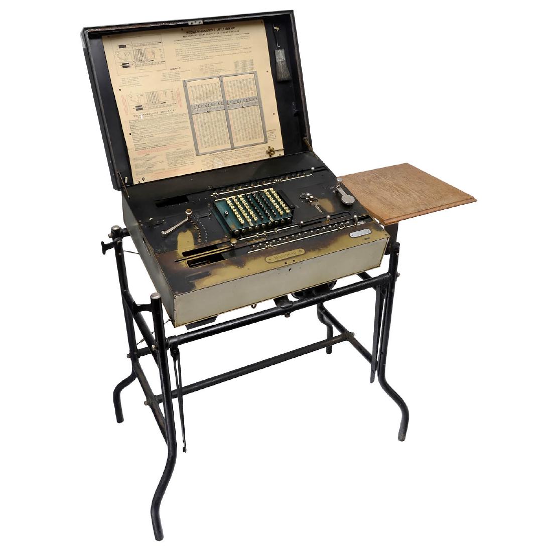 "Millionär" Calculating Machine, 1913: "Millionär" Calculating Machine, 1913 Rare Swiss electric calculating machine for all 4 basic arithmetic operations by Otto Steiger, St. Gallen, Switzerland. According to the design of Leon Bollée