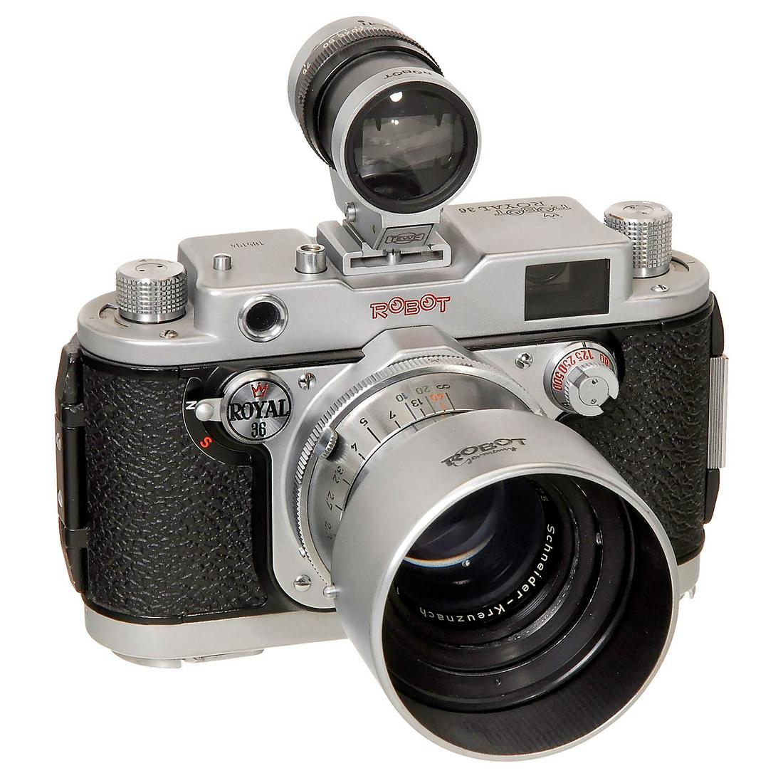 Robot Royal 36 (Series Connection), c. 1968: Robot Royal 36 (Series Connection), c. 1968 Berning, Düsseldorf. No. 185194, version with spring-locking system for bayonet lever, coupled rangefinder, spring-drive for single image and series. With 