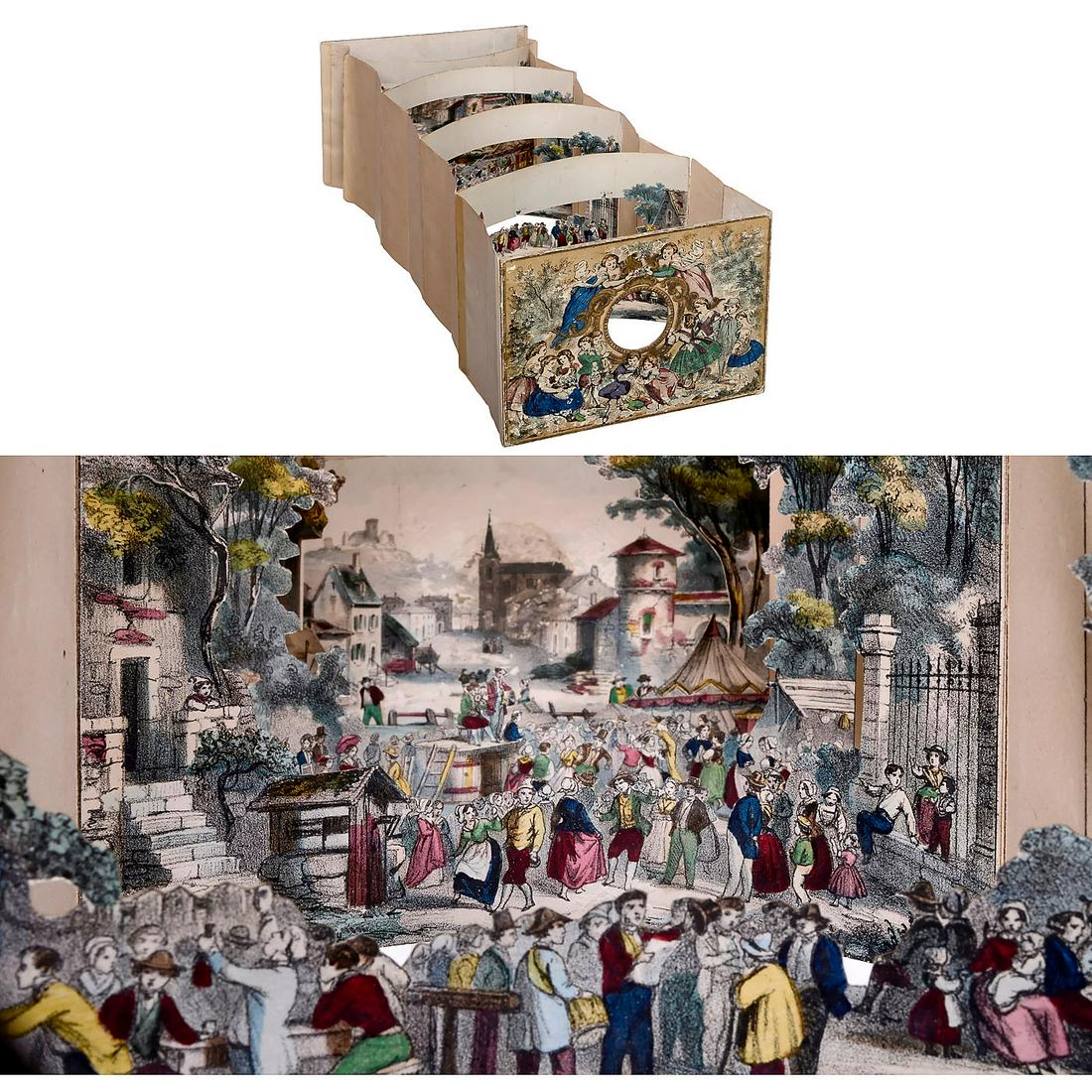 Perspective View (Diorama) "Panorama de La Fête du: Perspective View (Diorama) "Panorama de La Fête du Village", c. 1850 Manufacturer: "Typographie, Lithographie, Imagerie Hagenthal, Editeur Pont-à-Mousson (Meurthe)". One large spyhole (Ø 1 ¾ in.),