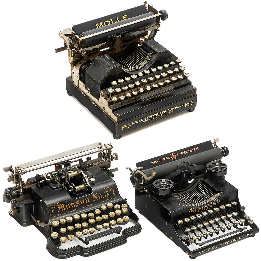 3 American Typewriters: 3 American Typewriters 1) Munson Typewriter Manufacturing Co., Chicago. Munson No. 3, 1901, three-row type cylinder machine, very similar to the Chicago, serial no. 9703. - Literature: Martin 1949, p.