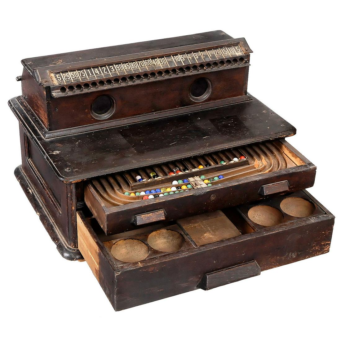 Waddell "Simplex" Marble Cash Register, c. 1895: Waddell "Simplex" Marble Cash Register, c. 1895 American cash indicator and register, US patent no. 465732, invented by J.H. Schnarrenberger, manufactured by John F. Waddell Manufacturing Co. Greenfie