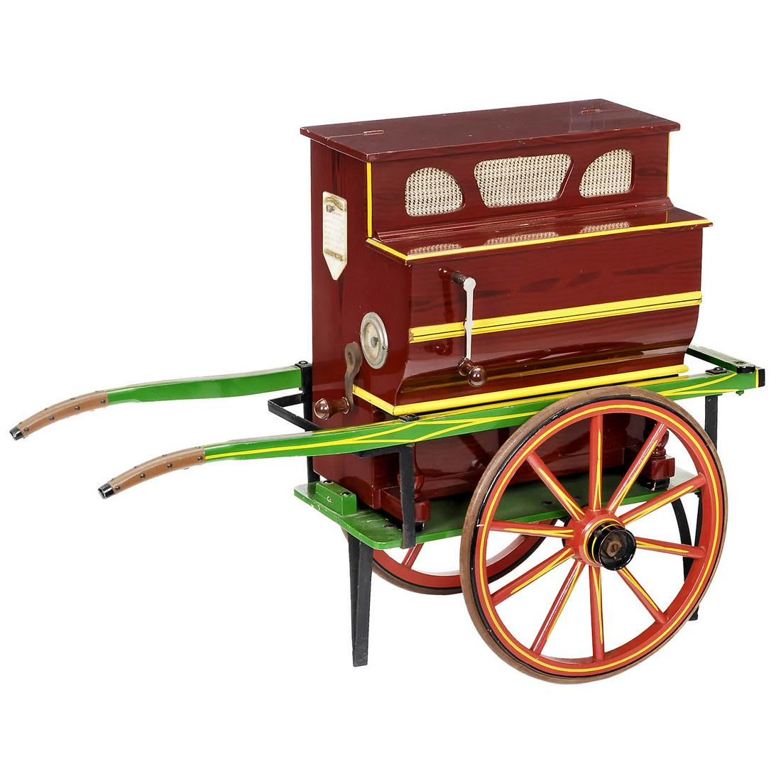 Spanish Miniature Barrel Piano on Handcart, c. 1960 (1 of 2)