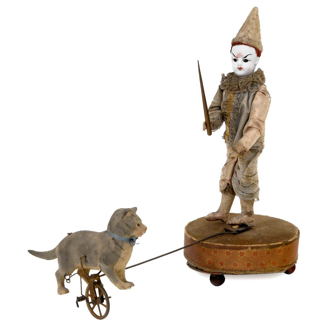 Ringmaster Clown and Cycling Cat Automaton, c. 1900 (1 of 2)