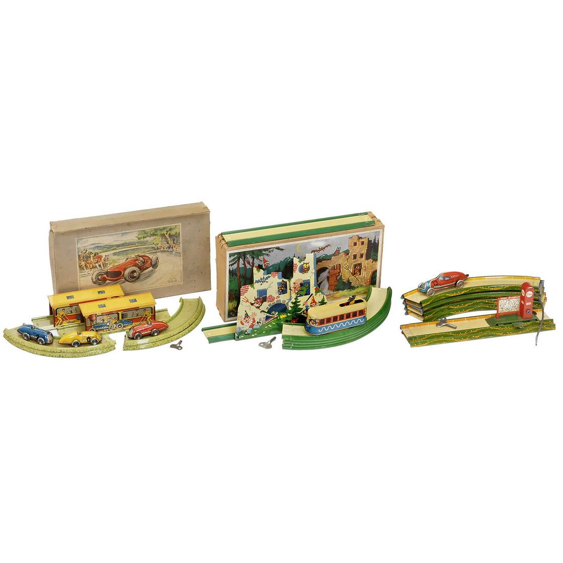 3 Tin-Toy Race Tracks, c. 1950 (1 of 1)