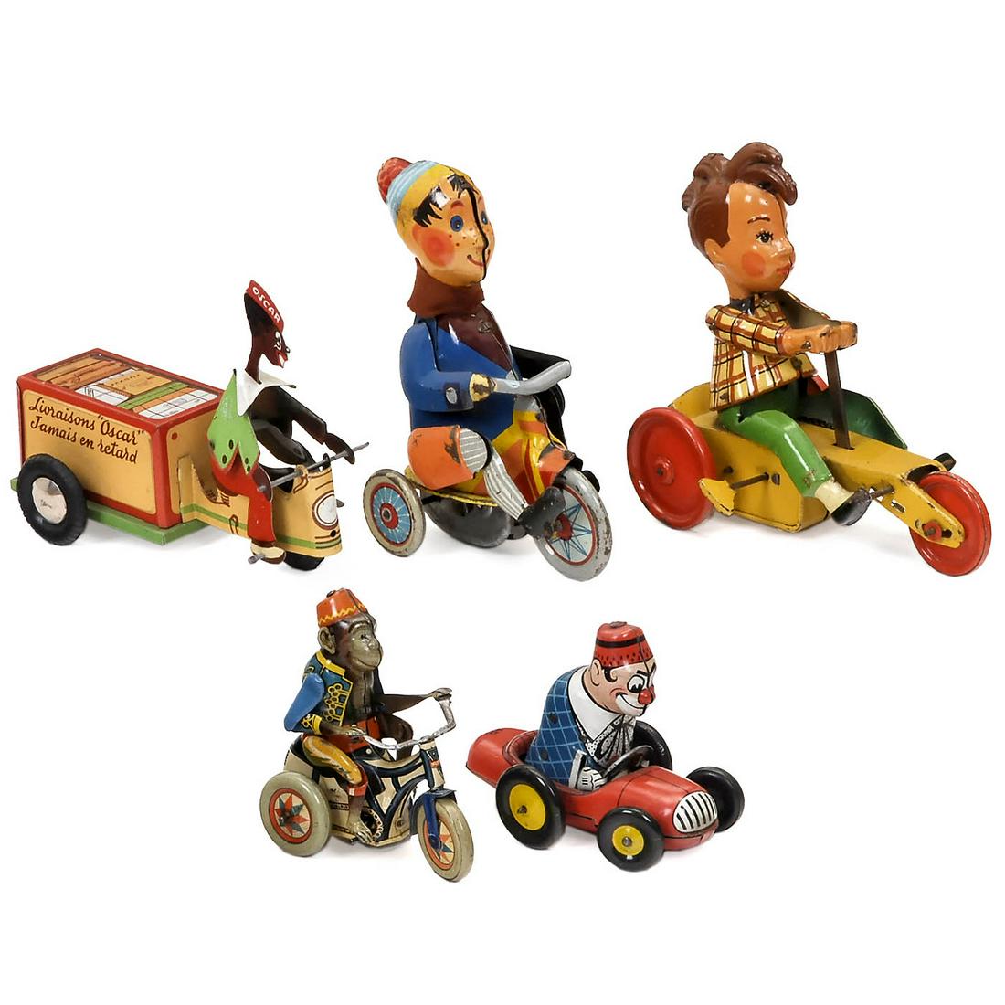 5 Tin-Toy Vehicles, c. 1960 (1 of 1)
