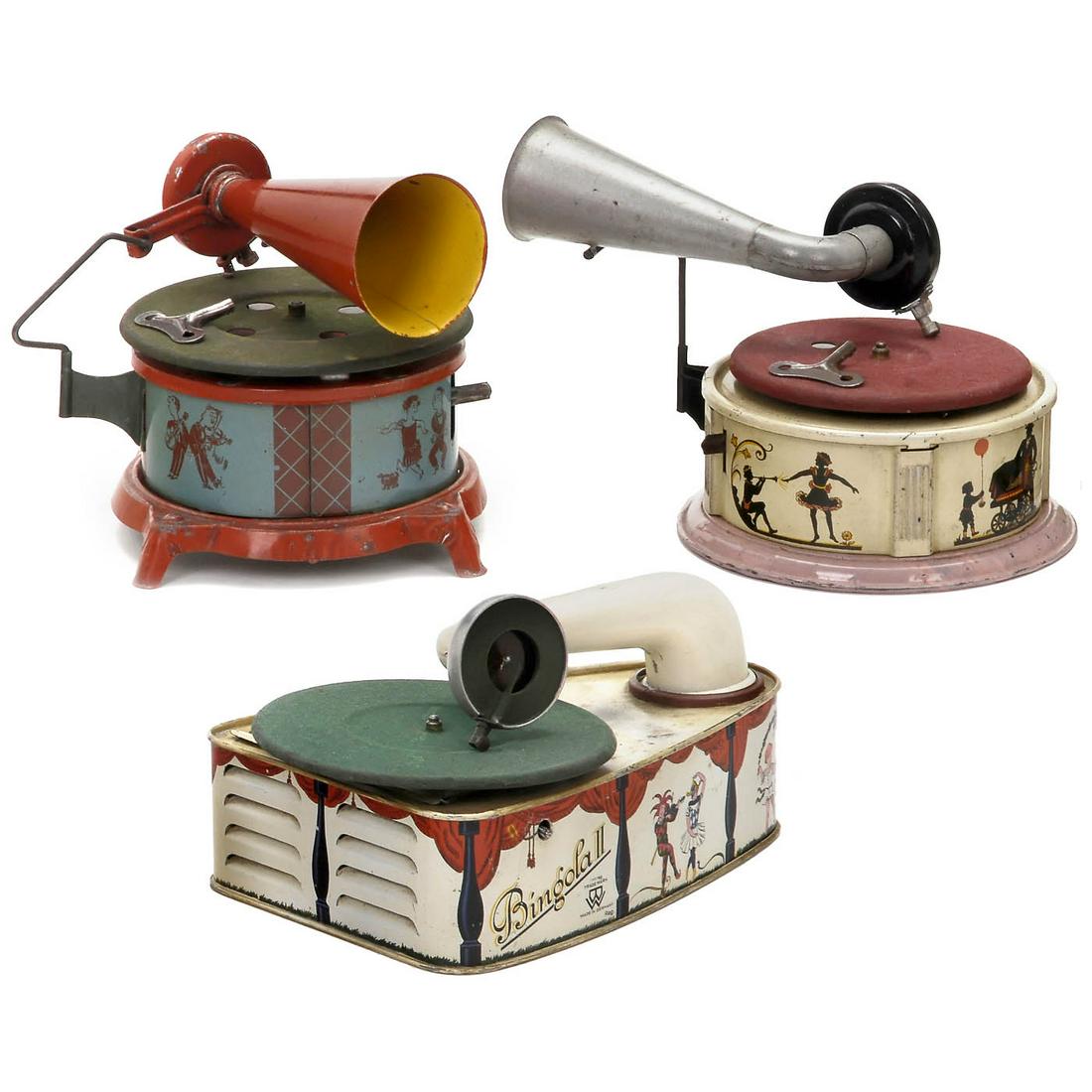 3 Toy Gramophones, c. 1925 (1 of 1)