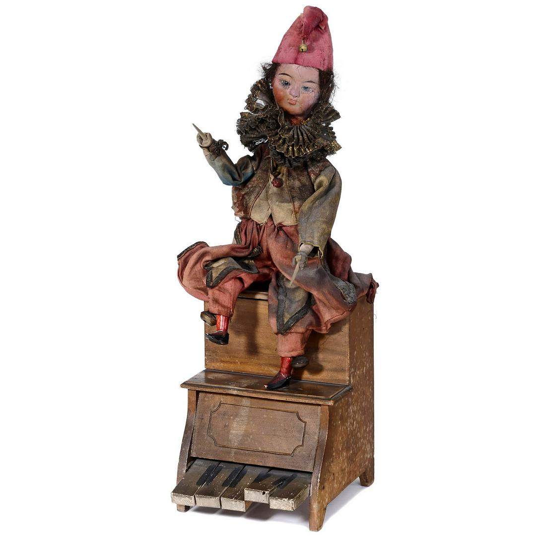 Rare Pedal-Operated Clown Musician Automaton, c. 1920s (1 of 1)