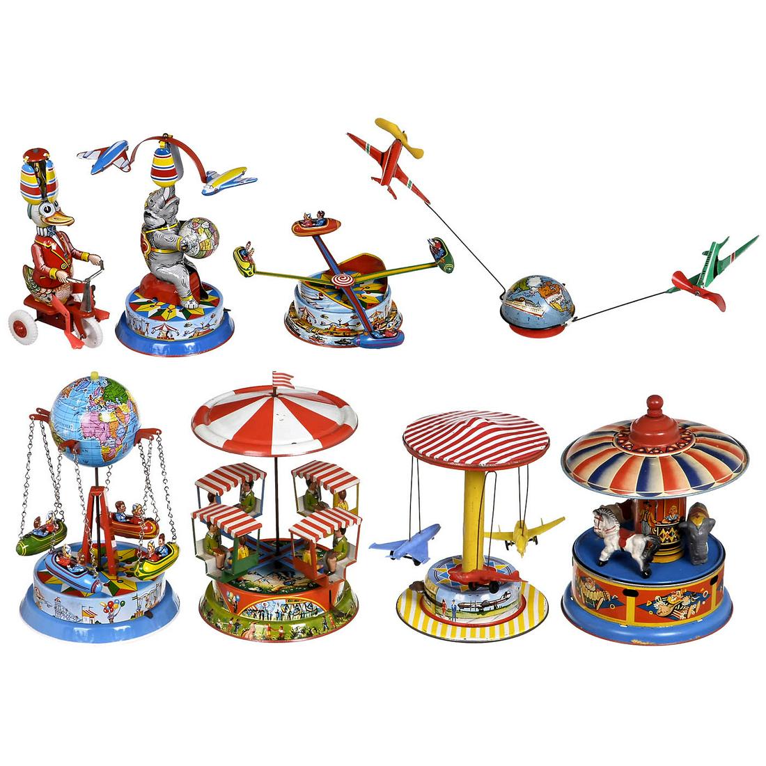 8 Lithographed Circus Tin Toys and Fairground (1 of 1)