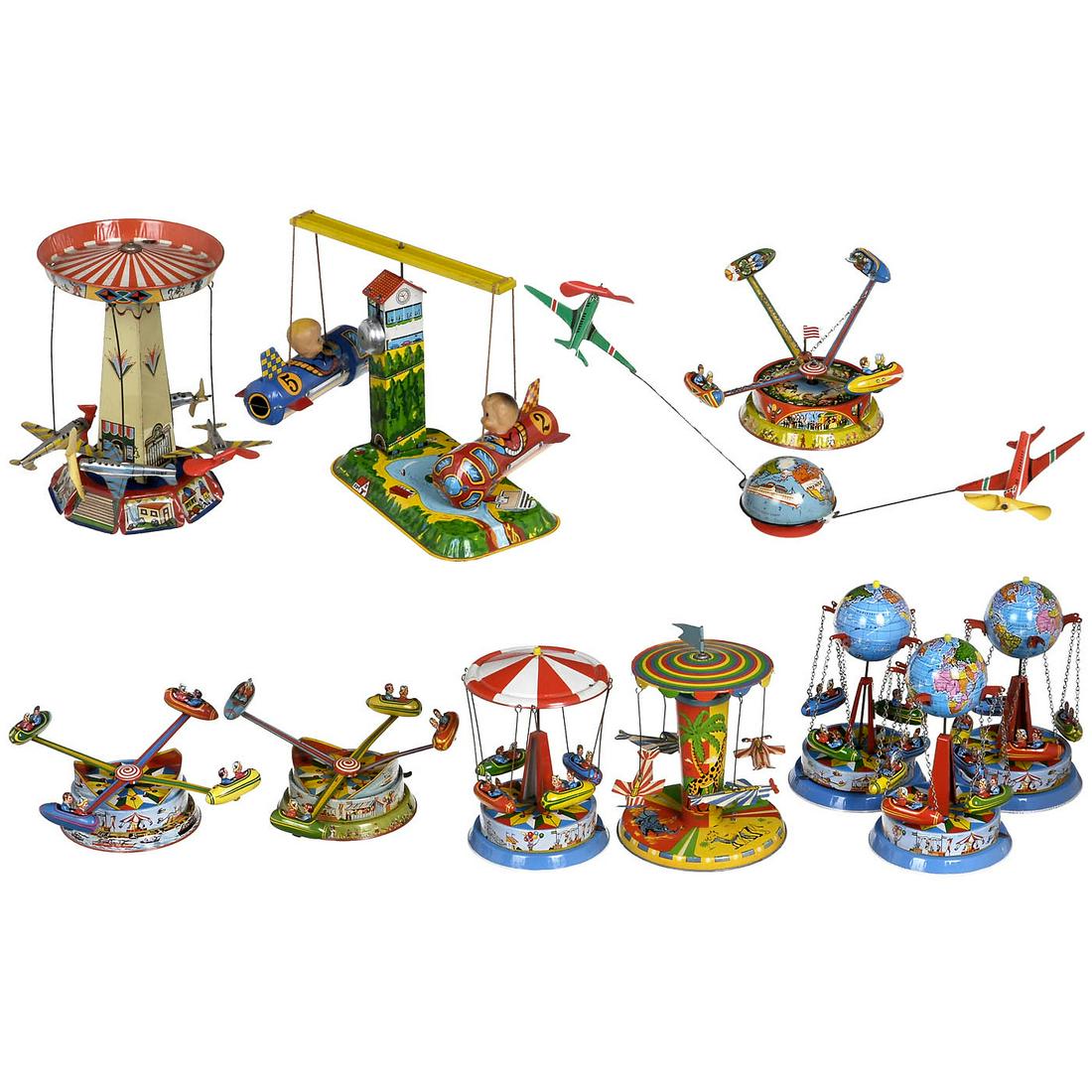 8 Lithographed Fairground Carousels, c. 1950-70 (1 of 1)