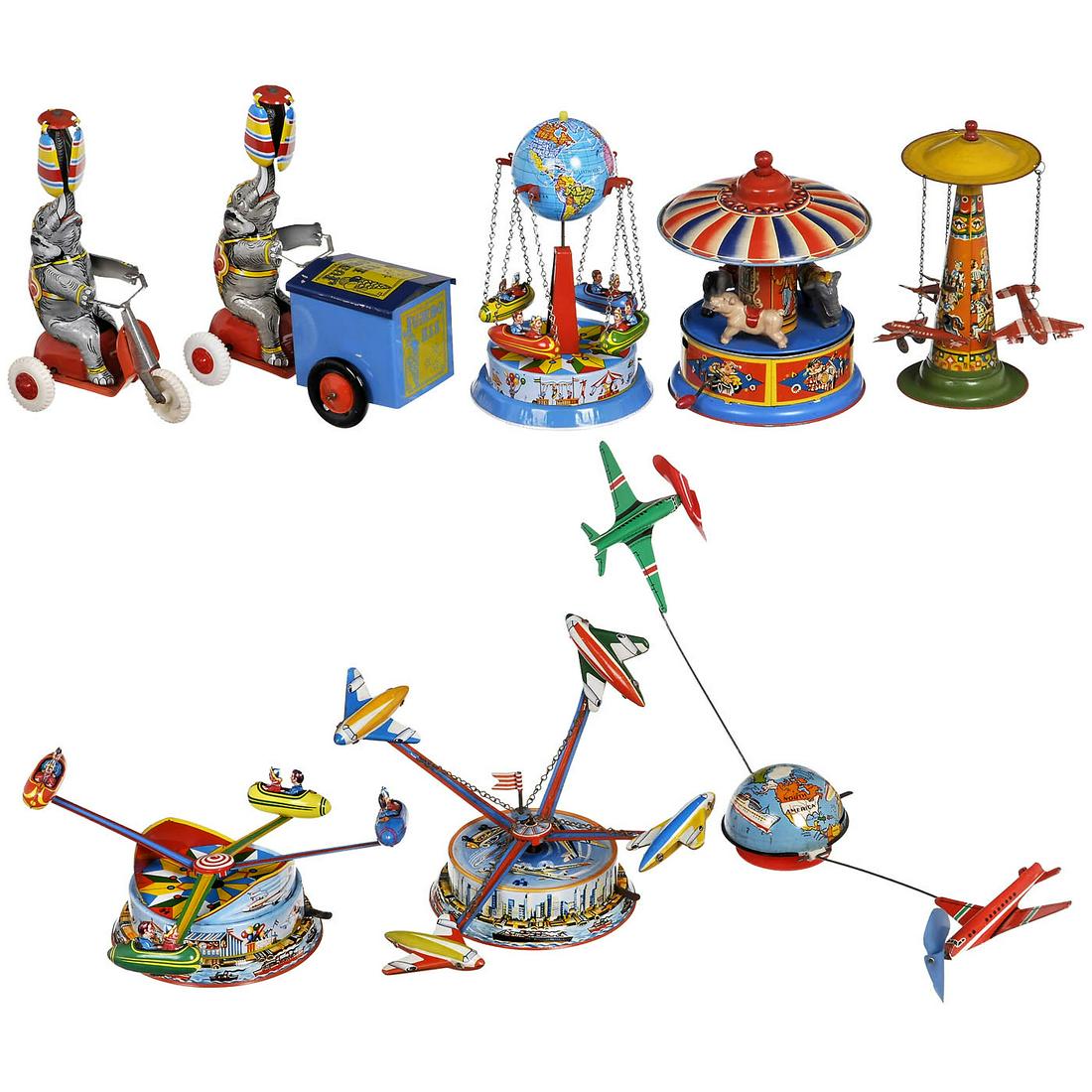 8 Lithographed Circus Tin Toys and Fairground (1 of 1)