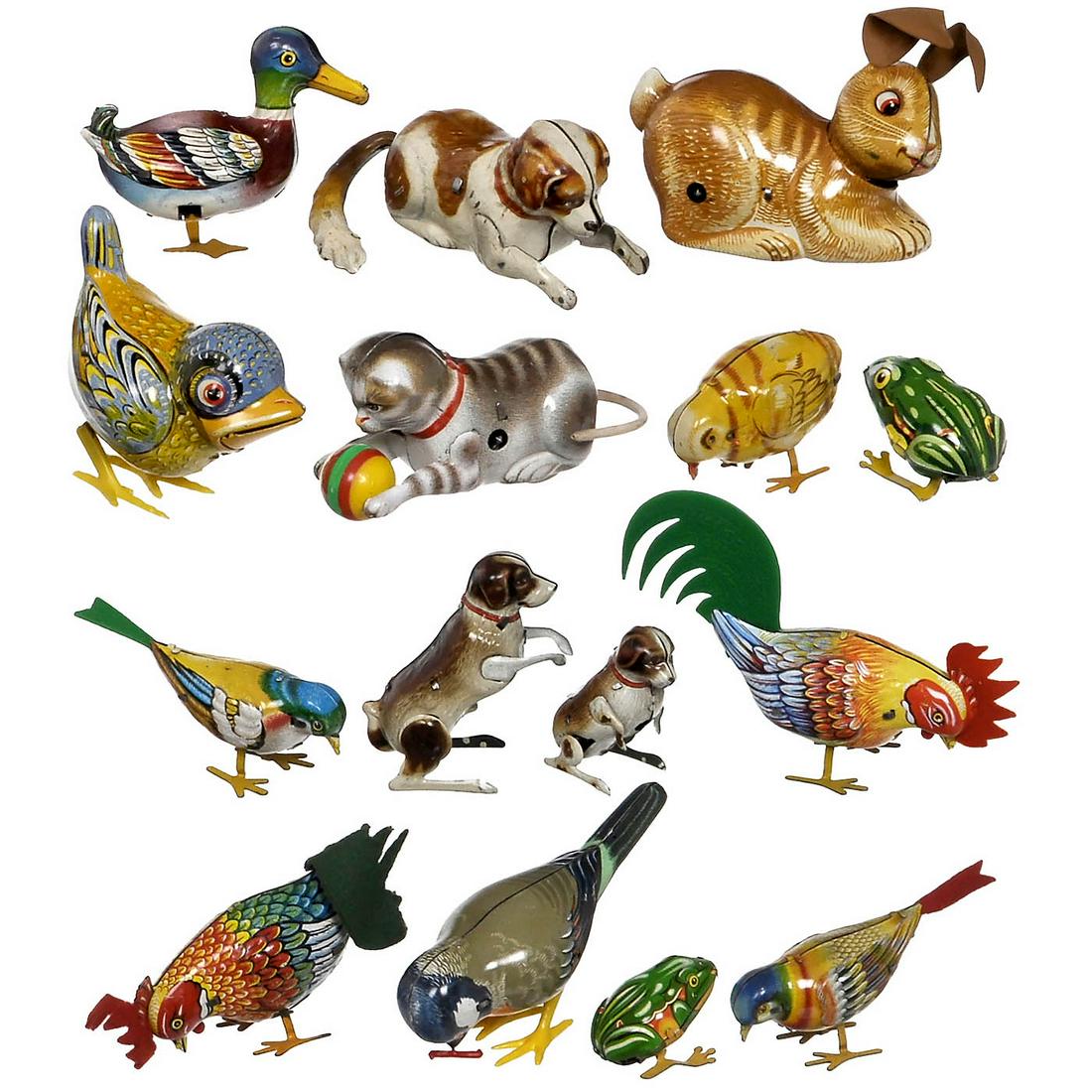 15 German Mechanical Tin Toys by Köhler, c. 1950-60 (1 of 1)