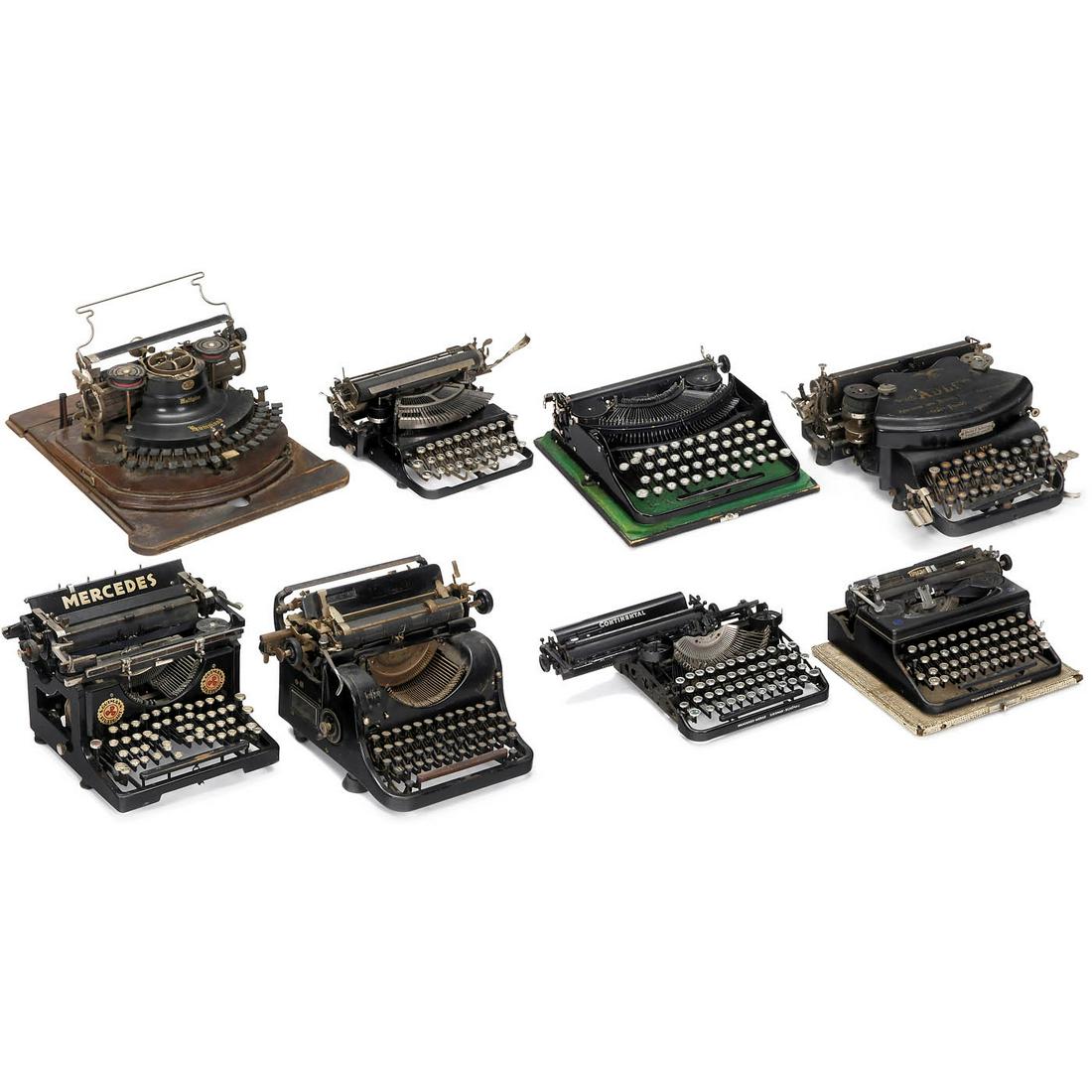 8 Typewriters for Spare Parts/Restoration: '8 Typewriters for Spare Parts/Restoration 1) Hammond Multiplex, c. 1915, no. 107188. - 2) "Adler Mod. No. 7", c. 1905, Adlerwerke, formerly Heinrich Kleyer, Frankfurt, thrust-action machine. - 3) 4 p