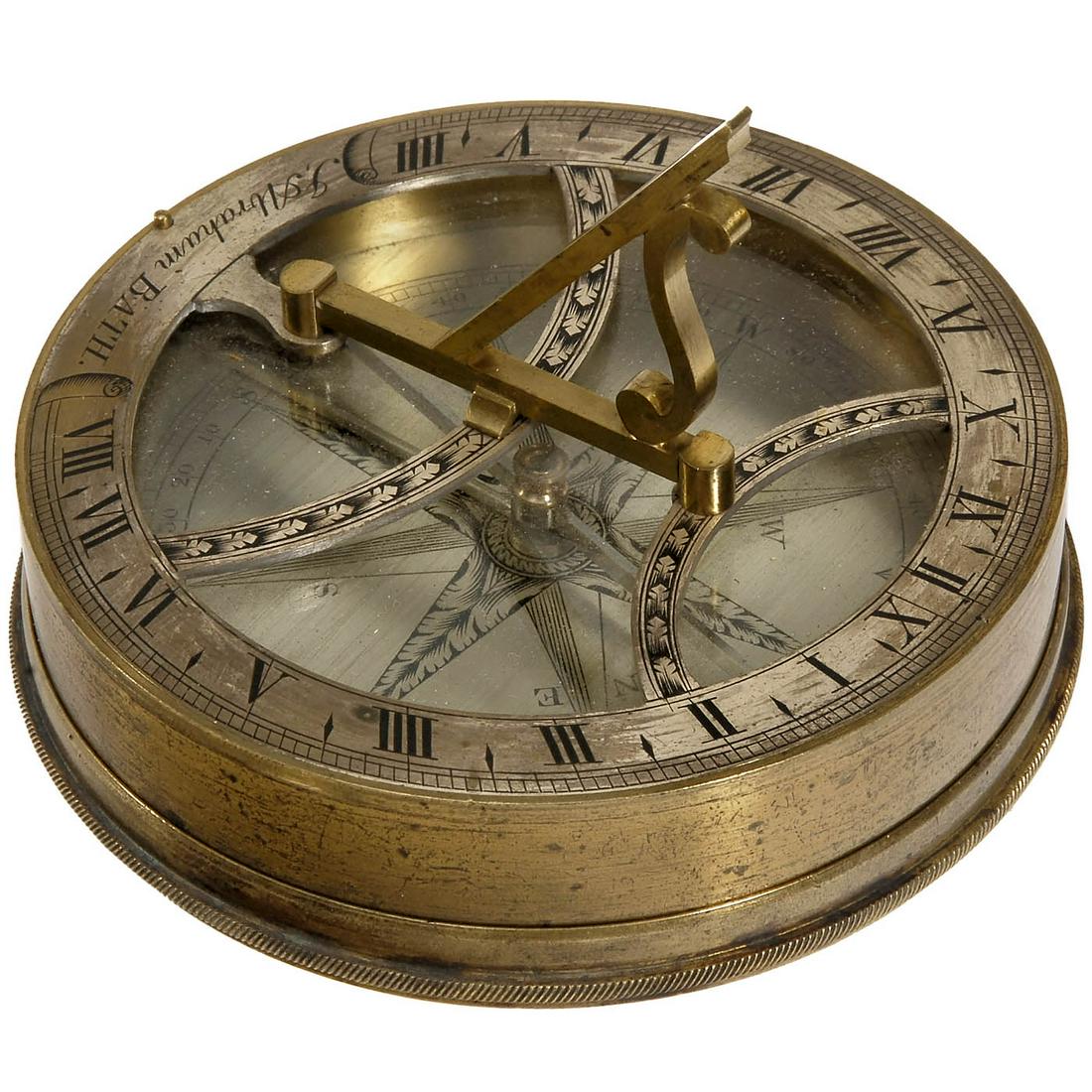 English Pocket Compass Sundial, c. 1840 (1 of 2)