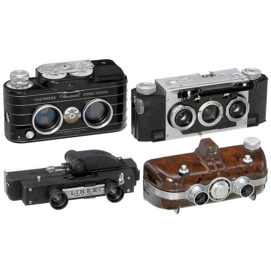 4 Stereo Cameras: Viewmaster, Realist, Linex and (1 of 1)