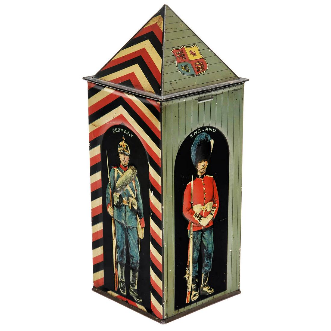 English Biscuit Tin in the Shape of a Sentry Box, c. (1 of 2)