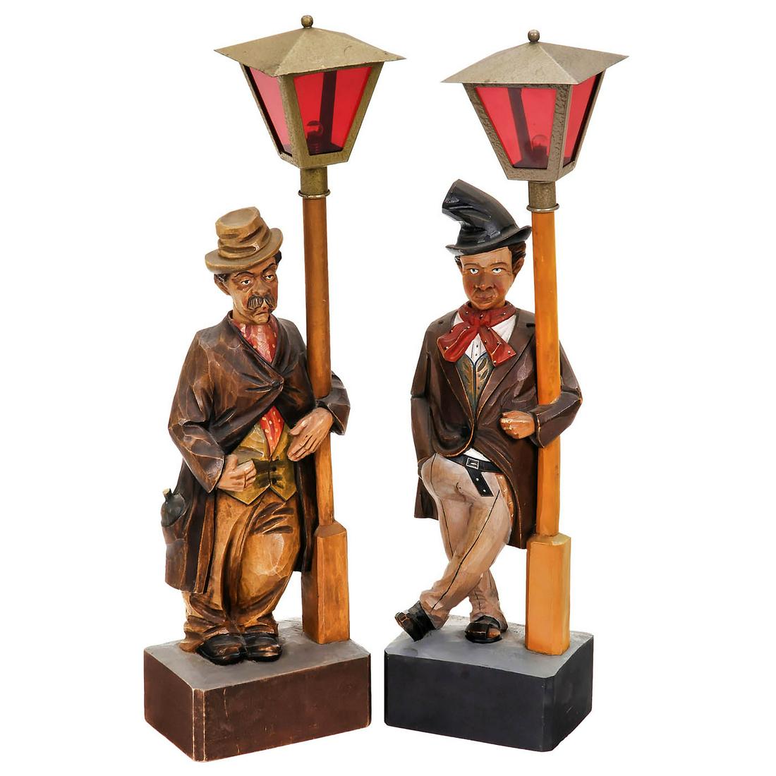 2 Carved Wood Whistling Automata by Karl Gries­baum, c. (1 of 1)