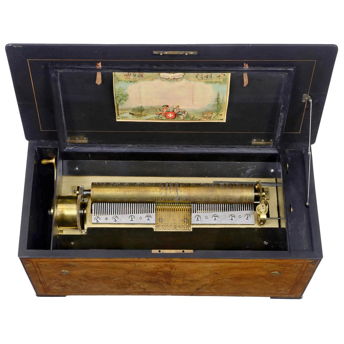 Organ Musical Box, c. 1880: Organ Musical Box, c. 1880 Playing twelve airs accompanied by 17-key organ, with 60 teeth in the musical combs (both complete, one bass tooth slightly bent), compensated governor, blank "Isle Rousseau