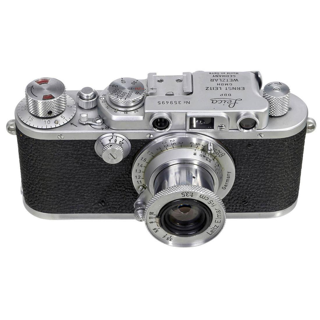 Leica IIIa-f "Monté en Sarre", 1950: Leica IIIa-f "Monté en Sarre", 1950 1) Leitz, Wetzlar. No. 359495, fits the serial number range 359001 to 359500 given by James Lager. Shutter works with only one time. Base cap with using marks,