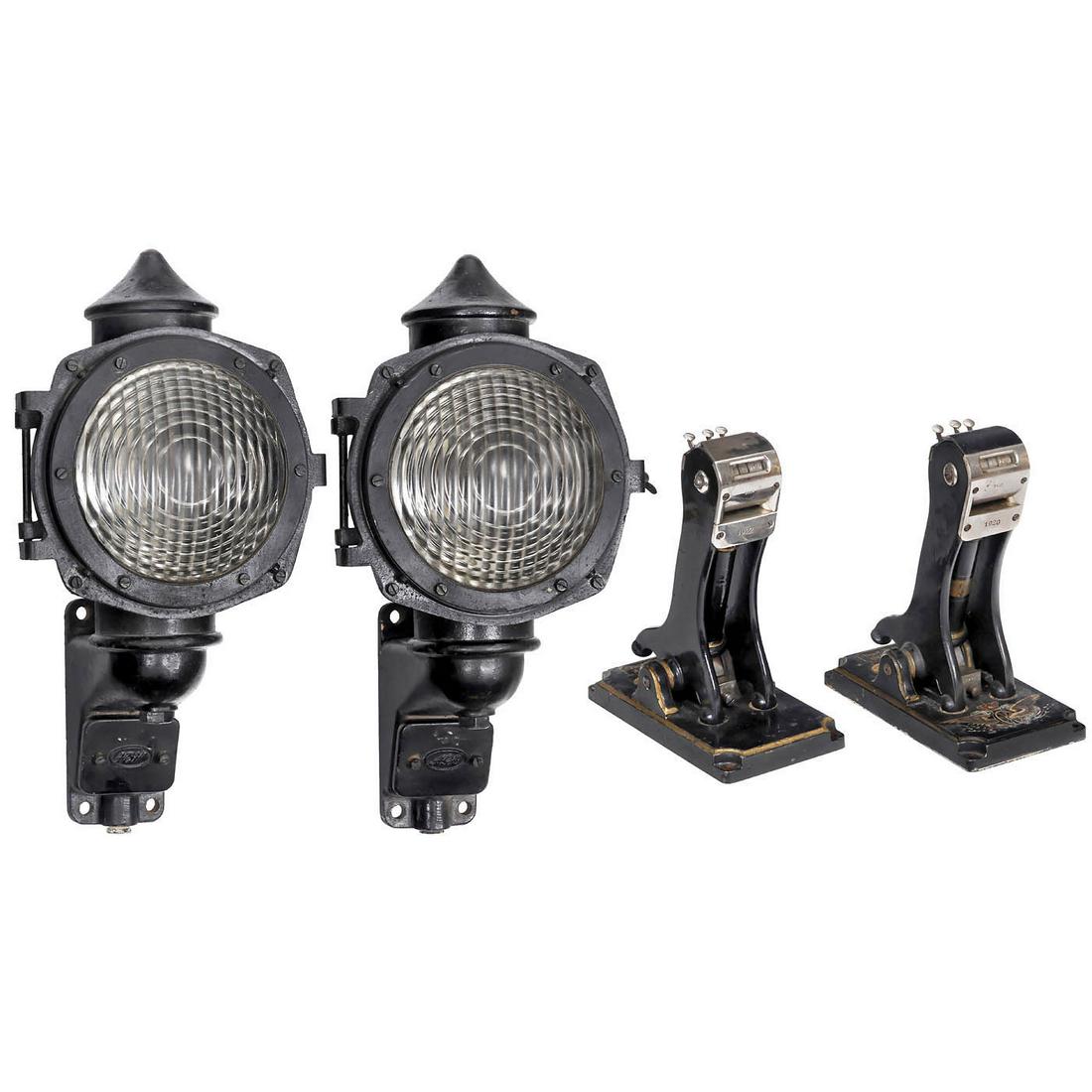 Two Locomotive Lamps and Two Ticket Stamps, c. 1900 (1 of 3)