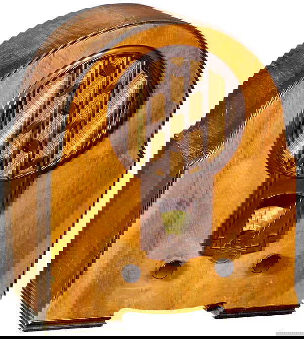 5-Valves Receiver "Philips 634 A": Philips 634 A, 1933 Großes Radio der "Super Inductance"-Serie. 5-Röhren-Empfänger, sehr gute Leistung. Gehäuse: Lack rissig, Holz gut. Bakelitteil und Skala einwandfrei. Chassis gut mit Original-B