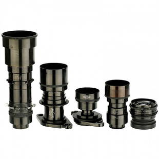 5 Lenses for TV Cameras, c. 1960: 5 Lenses for TV Cameras, c. 1960 Kinoptik, Paris. 1) Apochromat 2/50 mm. - 2) Apochromat 2/75 mm. - 3) Apochromat 2/100 mm. - 4) Apochromat 2,5/150 mm. - 5) Boyer, Paris. 5,6/250 mm. - And: Original l