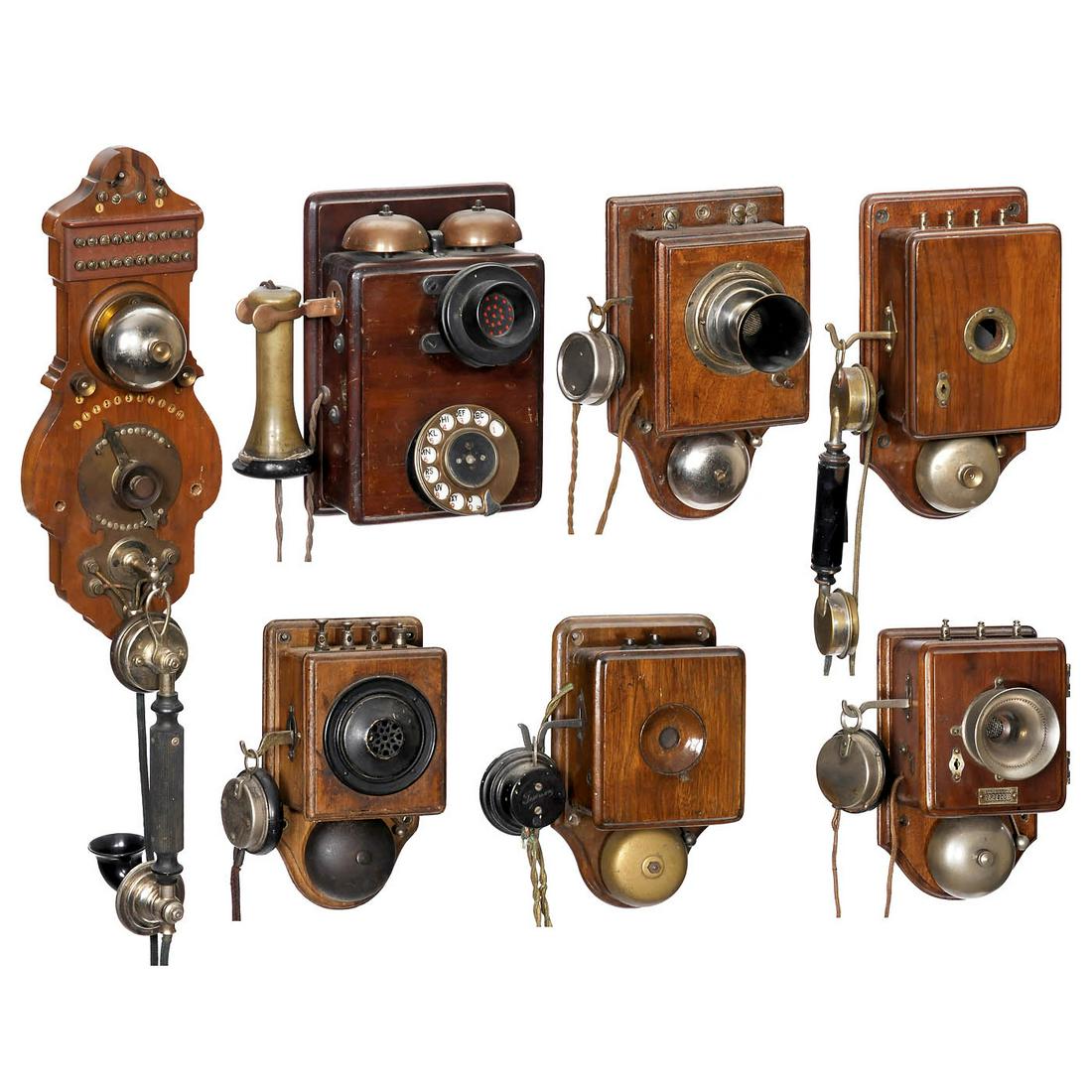 7 Wall Telephones in Wood Cases, c. 1900-20 (1 of 8)
