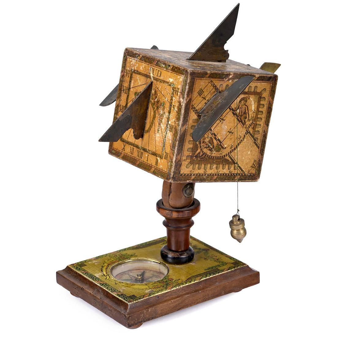 Cube Sundial with Compass by David Beringer, c. 1800 (1 of 5)