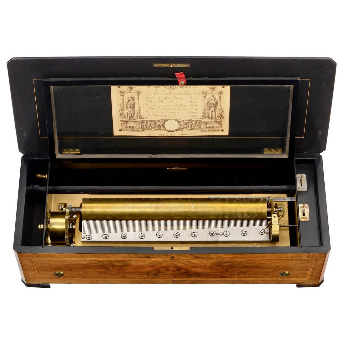 Mandoline Basse Piccolo ('Organocleide') Musical Box by Langdorff & Fils, c. 1880: Mandoline Basse Piccolo ('Organocleide') Musical Box by Langdorff & Fils, c. 1880 No. 21594, playing eight airs including motifs from the "William Tell" overture and the "MÃ¤rchen aus schÃ¶ner Zei