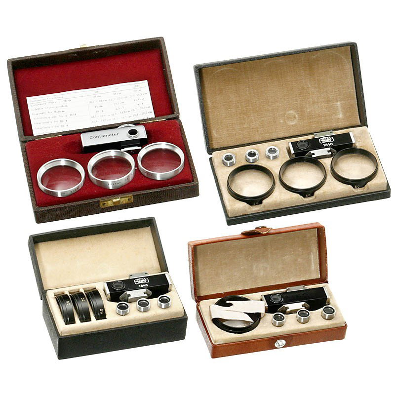 4 x Contameter for Contax: 4 x Contameter for Contax Zeiss Ikon, Jena/Stuttgart. 4 sets for Contax, complete. Contameter 1340, 2 x Contameter 1343 and Contameter 439. 4 Contameter für Contax Zeiss Ikon, Jena/Stuttgart. 4 kompl