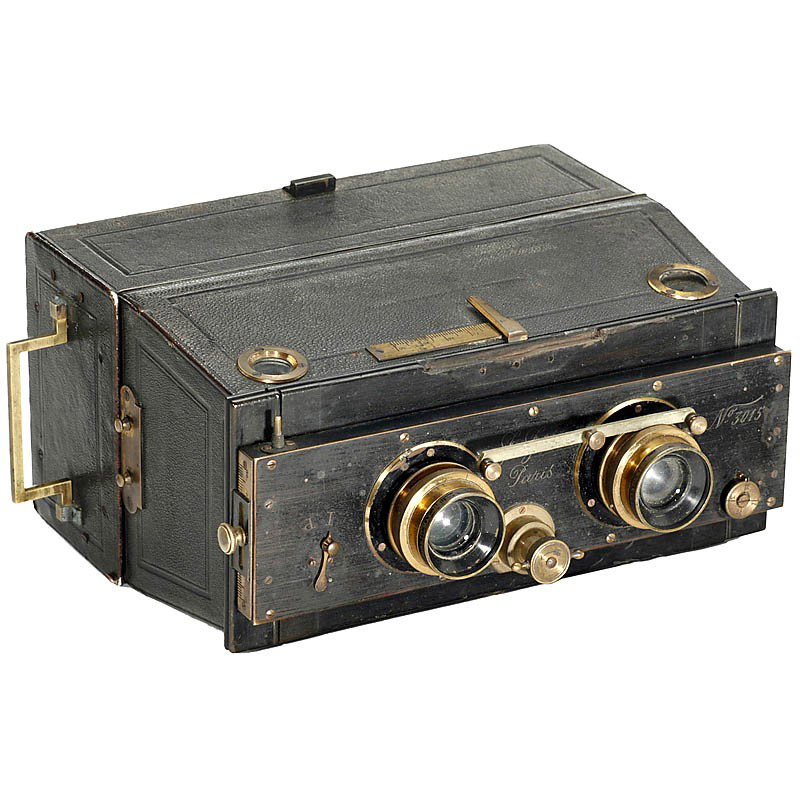 Zion Simili Jumelle Stereo, 1898: Zion Simili Jumelle Stereo, 1898 Zion, Paris. Stereo camera, plate size 9 x 18 cm, no. 3015, for stereo and panoramic photos, 2 x Zion Anastigmat, guillotine shutter, viewfinder and spirit level missi