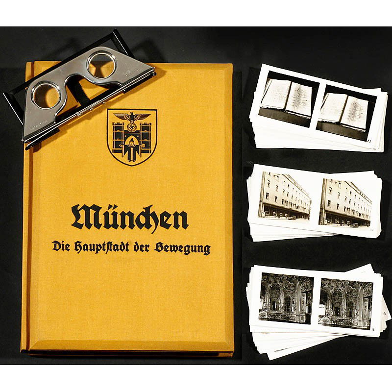 Raumbild-Album "München - Die Hauptstadt der Beweg: Raumbild-Album "München - Die Hauptstadt der Bewegung", 1937 Raumbild-Verlag Otto Schönstein, Diessen/Ammersee, with 100 Raumbild pictures by Heinrich Hoffmann, 62 pages, with stereo viewer. Raumbil