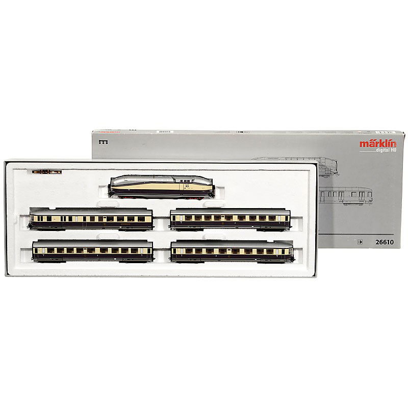 Railcar Train Set "Henschel Wegmann" - "Märklin No: Railcar Train Set "Henschel Wegmann" - "Märklin No. 26610" (H0) Mfx digital with sound. - As new, in original box! Zugpackung "Henschel-Wegmann" - "Märklin Nr. 26610" (H0) Epoche II, 5-teilig. Tende