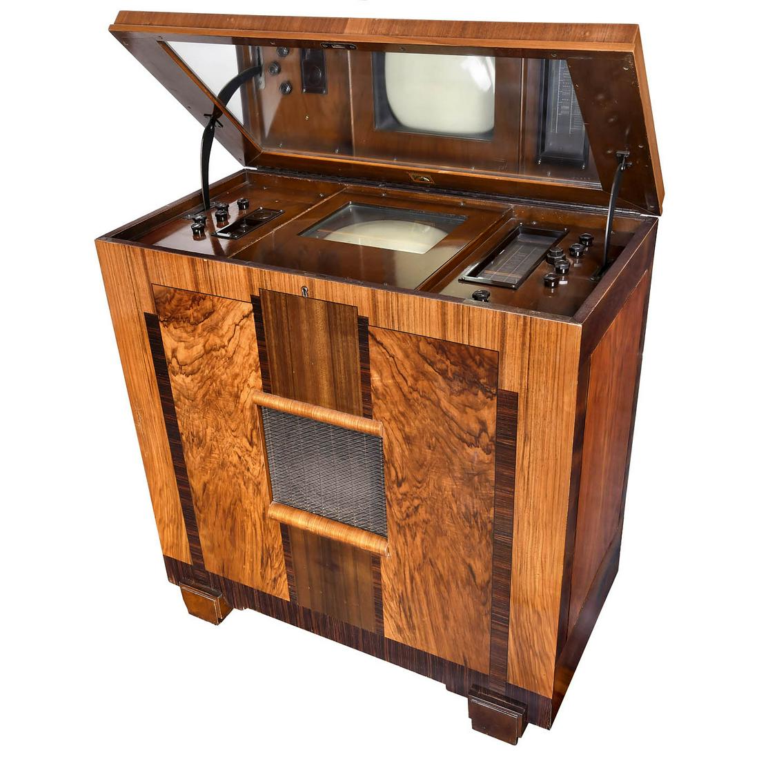 Rare HMV Type 900 Television and Radio Receiver with Mirror Lid, c. 1936 (1 of 7)