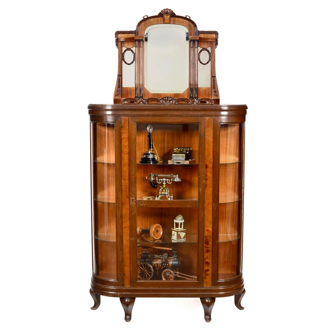 Display Cabinet with Mirror Top, c. 1920 (1 of 1)